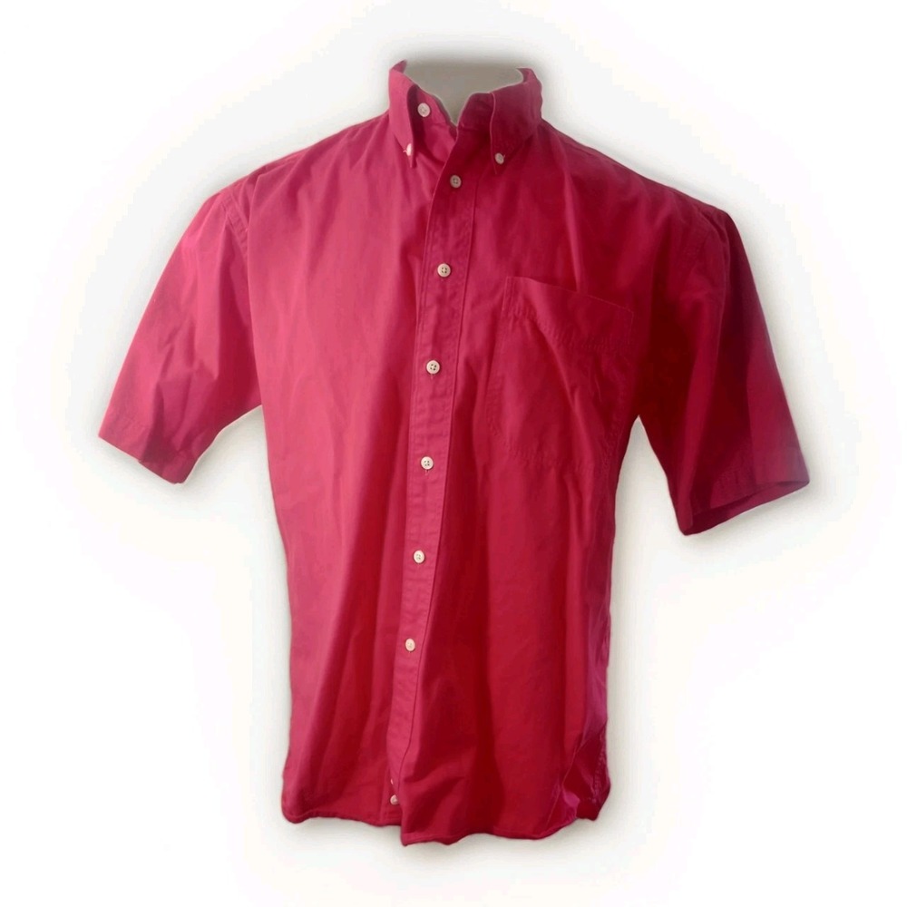 Evergreen  Original Chino shirt Short sleeve camp preppy size S Pink Button vtg
